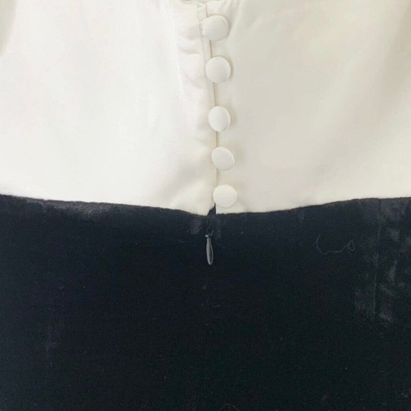 Ronny Kobo Cyndi Maxi Dress Puff Sleeve Ivory Black Velvet Slit Dress Gown US 2 - Picture 12 of 15